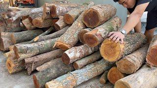 Crafting A Masterpiece: Genius Boy Creates Unique Outdoor Table Set From Dried Tree Trunks