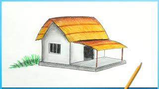 House Drawing  How to Draw a Village Hut || Easy House Sketch