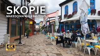 Skopje, North Macedonia walking tour 4K 60 FPS | Skopje old town, Stone Bridge and Macedonia Square