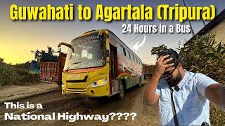 Bus journey in WORST Highway of INDIA | Guwahati to Agartala in NON AC Bus | Pathetic Roads