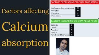 Factors affecting Calcium Absorption  : Factors increasing and decreasing Calcium absorption