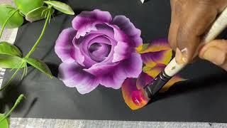 One stroke painting of rose from scratch