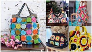 Latest crochet multicoloured fancy bag/handbag/beautiful crochet purses designs