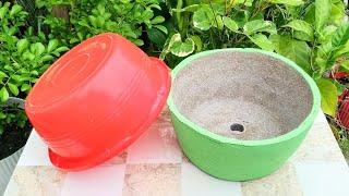 207.1 | how to make cement pot | cement craft ideas