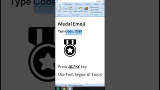Medal Symbol in Ms Word #computerthecourse #emoji #excel #shorts #viral