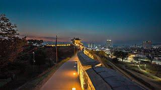 Hwaseong Fortress Trail at Night | Walking Tour Korea 4K HDR