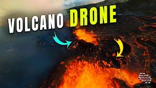 Drone Flying over an Active Volcano