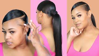 HOW TO GET FAKE EDGES + Detailed Ponytail Tutorial on short hair + MY VIDEO WENT VIRAL!