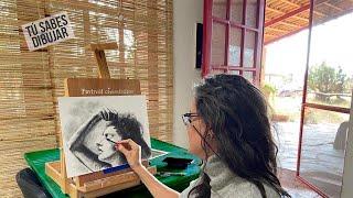 Time lapse. Dibujo a carboncillo. Retrato