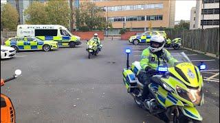 Norfolk and Suffolk police bikes blue light turn out demo