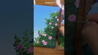 Acrylic Painting: Roses Blooming on a Tree