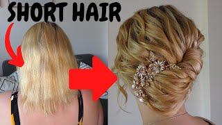 EASY curly chignon for short hair - updo for short hair