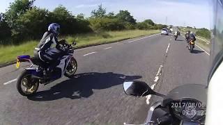 Unmarked police motorcycle chases five bikers at 150mph