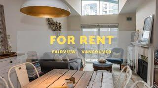 FOR RENT：Gorgeous 1BR Penthouse Corner Unit in Fairview Vancouver  |【出租】温哥华西区1房顶层公寓