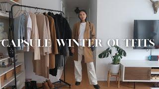 MINIMAL WINTER CAPSULE OUTFITS | cozy, casual & bump friendly!