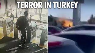 Deadly terror attack caught on CCTV as gunmen storm Turkish aerospace giant Tusas in Ankara