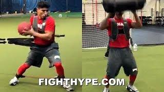 MIKEY GARCIA EXPLOSIVE "WORLD'S STRONGEST MAN" TRAINING FOR SPENCE; PUSHING WEIGHT