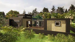 The Courtyard Contemporary 4 Bedroom Bungalow House Plan - with Internal Fly Through