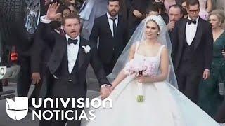 Así fue la llegada de 'Canelo' Álvarez y Fernanda Gómez a su ceremonia de matrimonio en Guadalajara