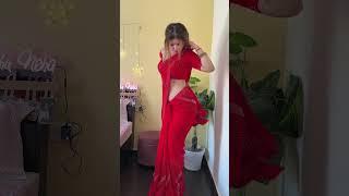 Transition alert in red saree for karchauth️ #trending #saree #fashiontrends