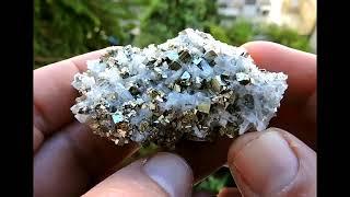 Pyrite and Quartz crystals mineral specimen from the Madan field in Bulgaria