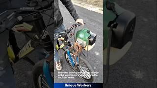 Homemade lawnmower bike - The workers do their job perfectly || #machine #shorts