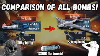 From SMALLEST to BIGGEST Bomb in War Thunder!| I use EVERY bomb Size! (You can't miss this)️