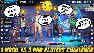 3 Random Grandmaster Player Call Me noob i challenge them 1 v 3 custom room - Garena Free Fire