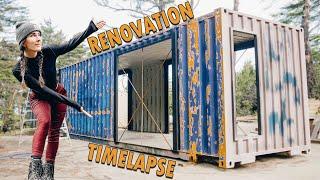 RENOVATING SHIPPING CONTAINERS for CUSTOM BUILT HOME | DIY RUST REMOVAL #timelapse #build