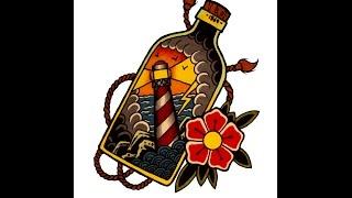 How to draw an Old School Lighthouse in a bottle by thebrokenpuppet