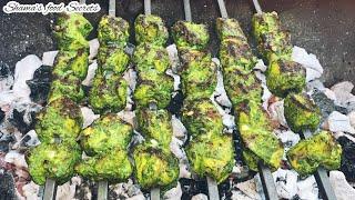 BBQ Hariyali Chicken Tikka | Green Chicken Tikka Recipe | Restaurant Style Chicken Tikka