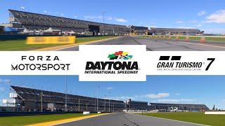 Forza Motorsport vs Gran Turismo 7 - Daytona International Speedway Side By Side Comparison