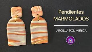 Pendientes MARMOLADOS (colores naturales) de ARCILLA POLIMÉRICA | Creaciones Poliméricas