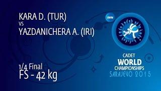 1/4 FS - 42 kg: A. YAZDANICHERA (IRI) df. D. KARA (TUR), 11-8