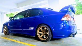 FAKE Honda Civic Sedan FD1 FD2R Mugen RR Body Kit Pearl Blue TE37 Volk Racing