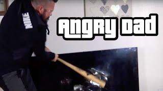 ANGRY DAD Smashes Massive TV with Baseball Bat