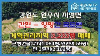 [240927] 매매가 22억원 / 간현-양평간 국도변 계획관리지역 2종근생 59평, 대지, 전 3,233평(5필지) 매매 #원주부동산 #원주토지