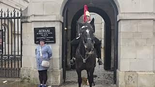 Kings guard shouts at tourist for getting out on the box lines #royalhorseguard