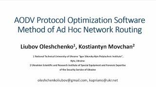 Presentation for ICCSEEA2021. AODV Protocol Optimization Software Method of Ad Hoc Network Routing