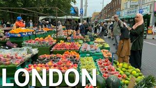  LONDON STREET FOOD,  WALTHAMSTOW MARKET, EAST LONDON WALK, VIBRANT COMMUNITY, 4K HDR