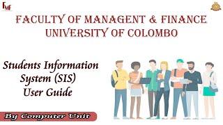 SIS Introduction - Faculty of Management and Finance, University of Colombo | FMF UoC