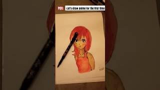 Let's draw anime for the first time  #music #anime