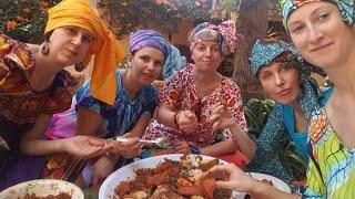 A boy cooking African food chicken yassa 