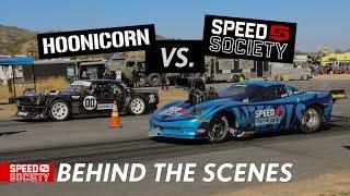 4,000HP Speed Society Corvette C6 vs Ken Block's 1,400HP AWD Mustang // Hoonicorn vs The World 2 BTS