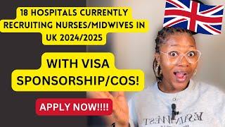 HOSPITALS CURRENTLY RECRUITING NURSES/MIDWIVES/MENTAL HEALTH NURSES /CARE ASSISTANTS IN UK 