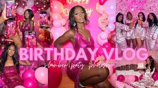 BIRTHDAY VLOG | slumber party, pink airbnb, matching pjs, photoshoot