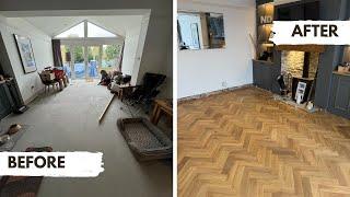 Complete Transformation of the Natural Brushed Oiled Herringbone Engineered Wood Flooring