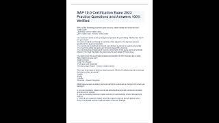 SAP 10 0 Certification Exam 2023 Practice Questions and Answers 100% Verified