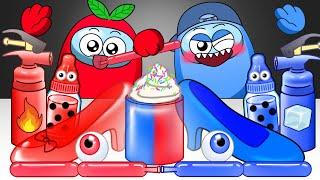 Red VS Blue Color Food Challenge - AMONGUS ANIMATION MUKBANG