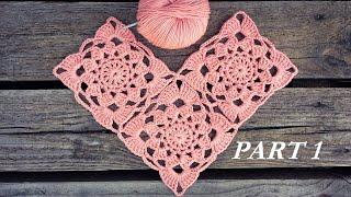 Crochet Sunset Flower Square Motif Tutorial Part 1